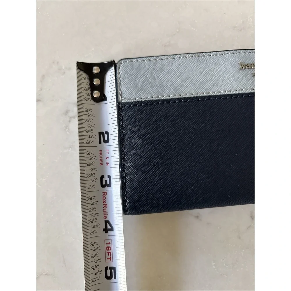 Kate‎ Spade Cameron Leather Large Slim Wallet - Light Blue/Navy Excellent